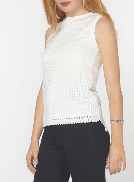 Ivory textured lace top